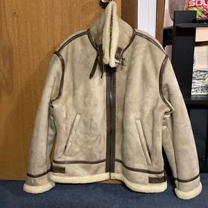 Zara mens xl faux shearling coat with faux leather detailing. 2 pockets